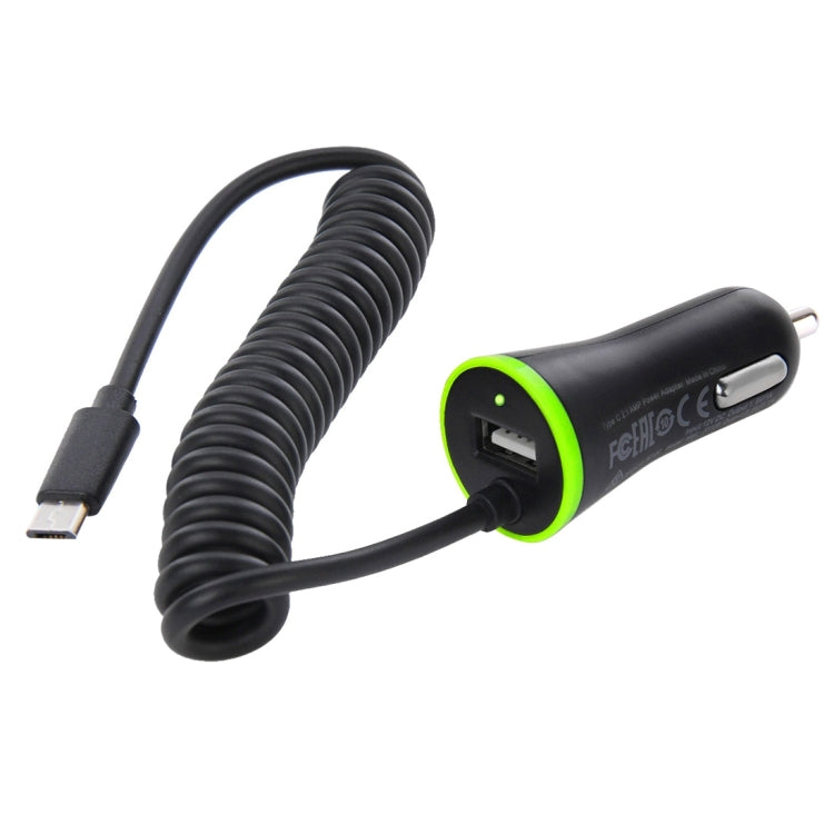 [UAE Warehouse] HAWEEL 5V 2.1A Micro USB Car Charger with Spring Cable, Length: 25cm-120cm, For Galaxy, Huawei, Xiaomi, Sony, LG, HTC and other Smartphones(Black)