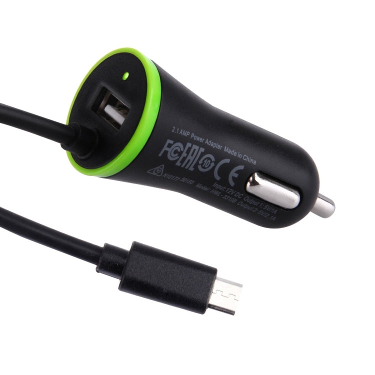 [UAE Warehouse] HAWEEL 5V 2.1A Micro USB Car Charger with Spring Cable, Length: 25cm-120cm, For Galaxy, Huawei, Xiaomi, Sony, LG, HTC and other Smartphones(Black)