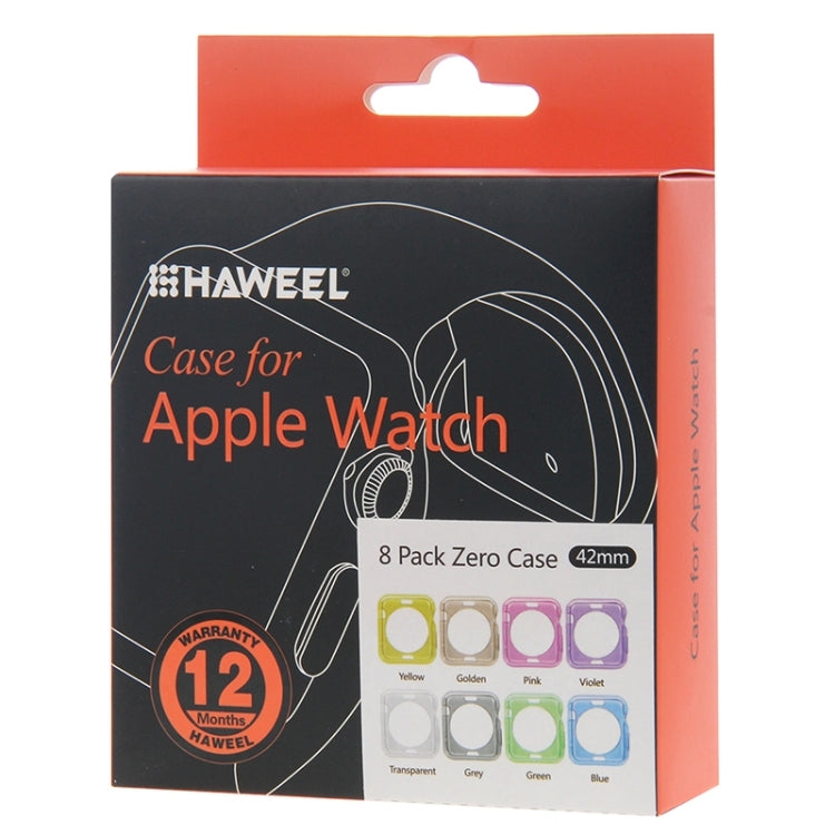 8 PCS Colors HAWEEL for Apple Watch 42mm Slim Transparent Soft TPU Protective Case