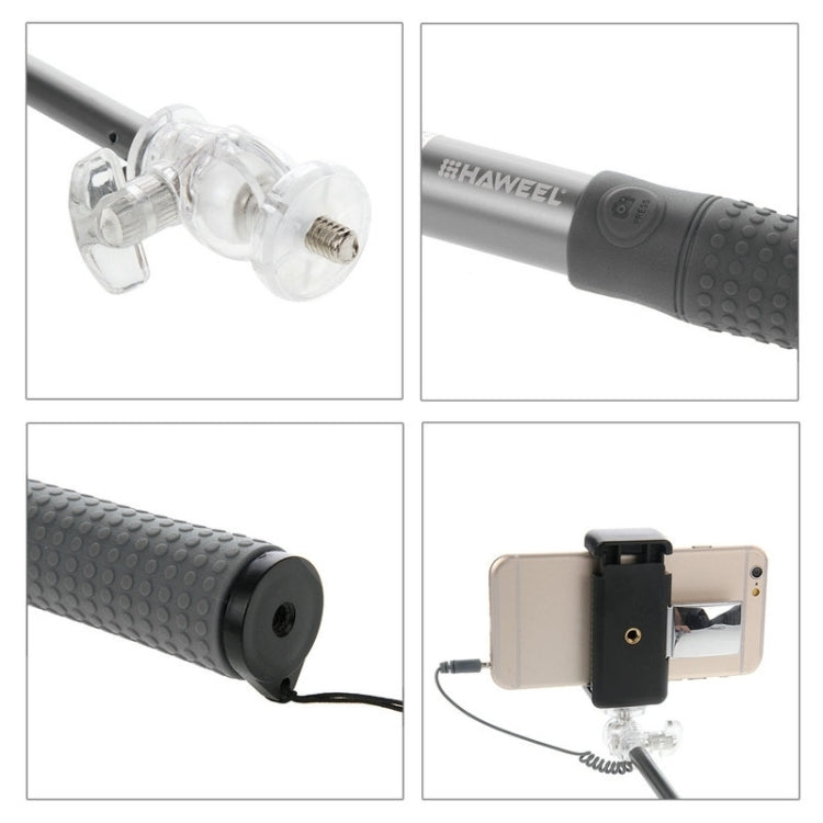 HAWEEL Wire Control Extendable Handheld Selfie Monopod with Tripod Holder & Clamp Mount for iPhone 6 & 6 Plus / Samsung / HTC, Max Length: 81cm