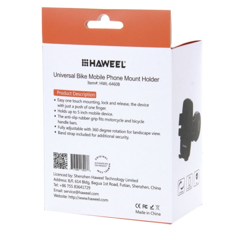 HAWEEL 360 Degree Rotation Universal Bike Mobile Phone Mount Holder for iPhone, Galaxy, Huawei and other smart phones, Clamp Size: 49mm-75mm(Black)