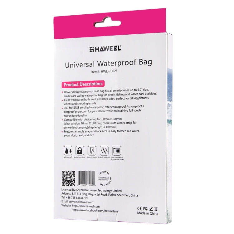 HAWEEL 20.3 x 12.1 x 1.5cm Hang Hole Color Box Packing for Transparent Universal Waterproof Bag (HWL-7002F)