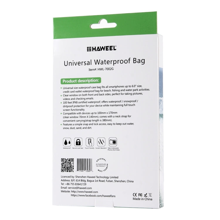 HAWEEL 20.3 x 12.1 x 1.5cm Hang Hole Color Box Packing for Transparent Universal Waterproof Bag (HWL-7002G)