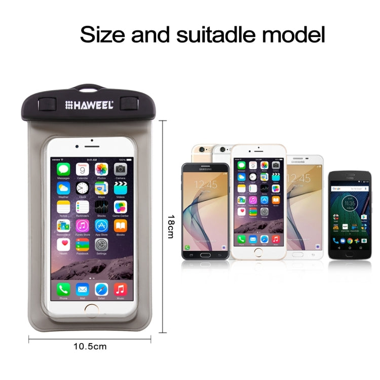 [HK Warehouse] HAWEEL Transparent Universal Waterproof Bag with Lanyard for iPhone, Galaxy, Huawei, Xiaomi, LG, HTC and Other Smart Phones(Black)