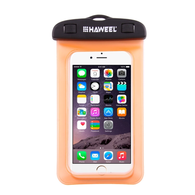 HAWEEL Transparent Universal Waterproof Bag with Lanyard for iPhone, Galaxy, Huawei, Xiaomi, LG, HTC and Other Smart Phones(Orange)