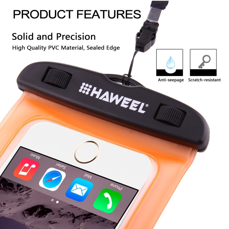 HAWEEL Transparent Universal Waterproof Bag with Lanyard for iPhone, Galaxy, Huawei, Xiaomi, LG, HTC and Other Smart Phones(Orange)