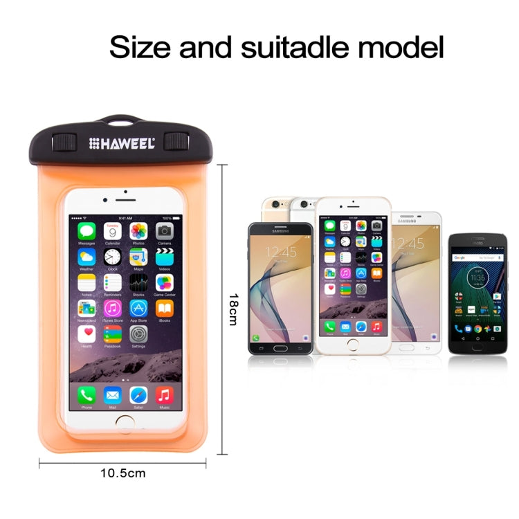 HAWEEL Transparent Universal Waterproof Bag with Lanyard for iPhone, Galaxy, Huawei, Xiaomi, LG, HTC and Other Smart Phones(Orange)