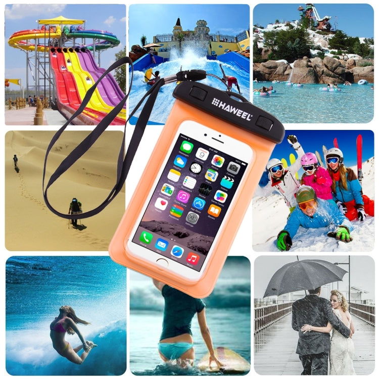 HAWEEL Transparent Universal Waterproof Bag with Lanyard for iPhone, Galaxy, Huawei, Xiaomi, LG, HTC and Other Smart Phones(Orange)