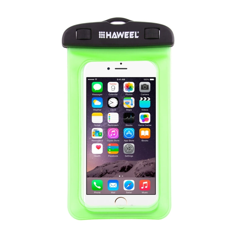 HAWEEL Transparent Universal Waterproof Bag with Lanyard for iPhone, Galaxy, Huawei, Xiaomi, LG, HTC and Other Smart Phones(Green)
