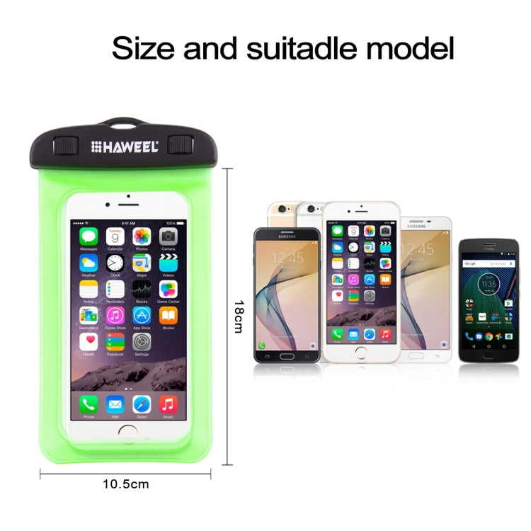 HAWEEL Transparent Universal Waterproof Bag with Lanyard for iPhone, Galaxy, Huawei, Xiaomi, LG, HTC and Other Smart Phones(Green)