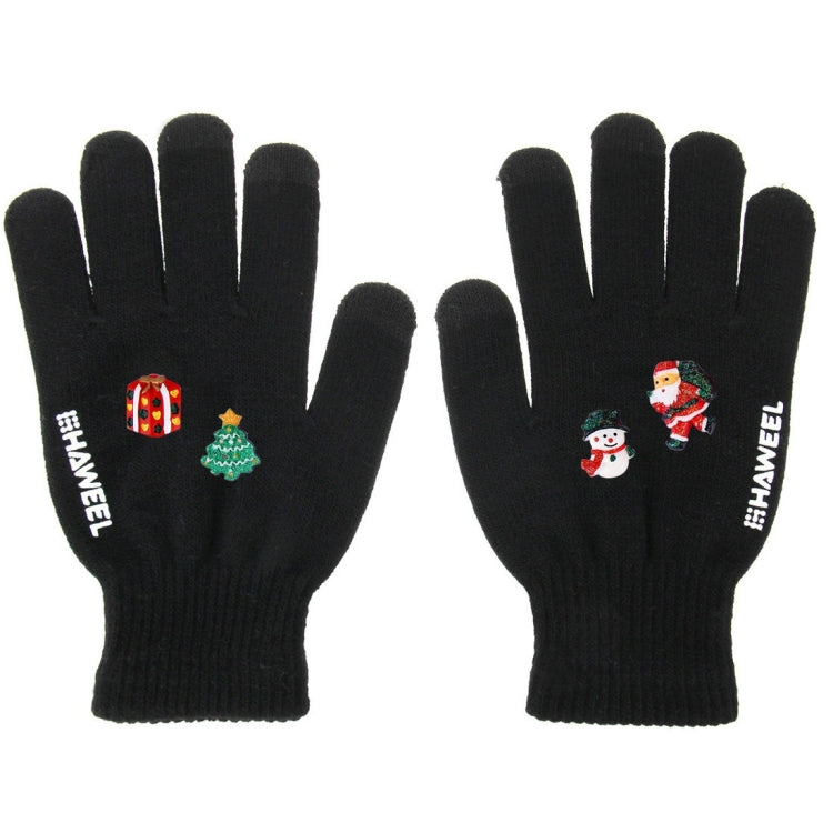 HAWEEL 19cm Three Fingers Touch Screen Gloves + DIY Christmas Decoration for Women, Christmas Decoration Random Delivery 4 PCS(Black)