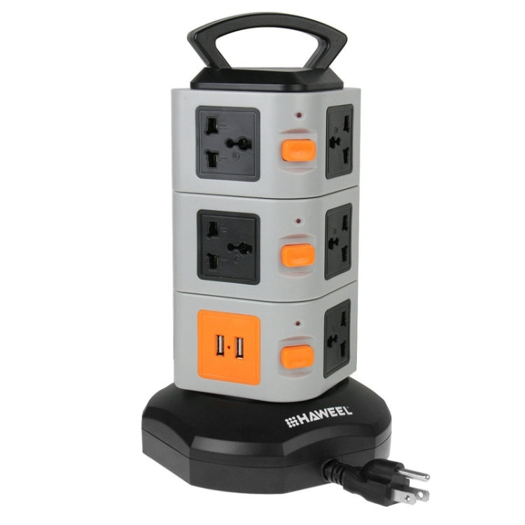 HAWEEL 3 Layers with 11 US/EU/AU/UK Universal Outlets and 2 Ports 2.1A USB Smart Power Sockets, Charger, Overload Protector,