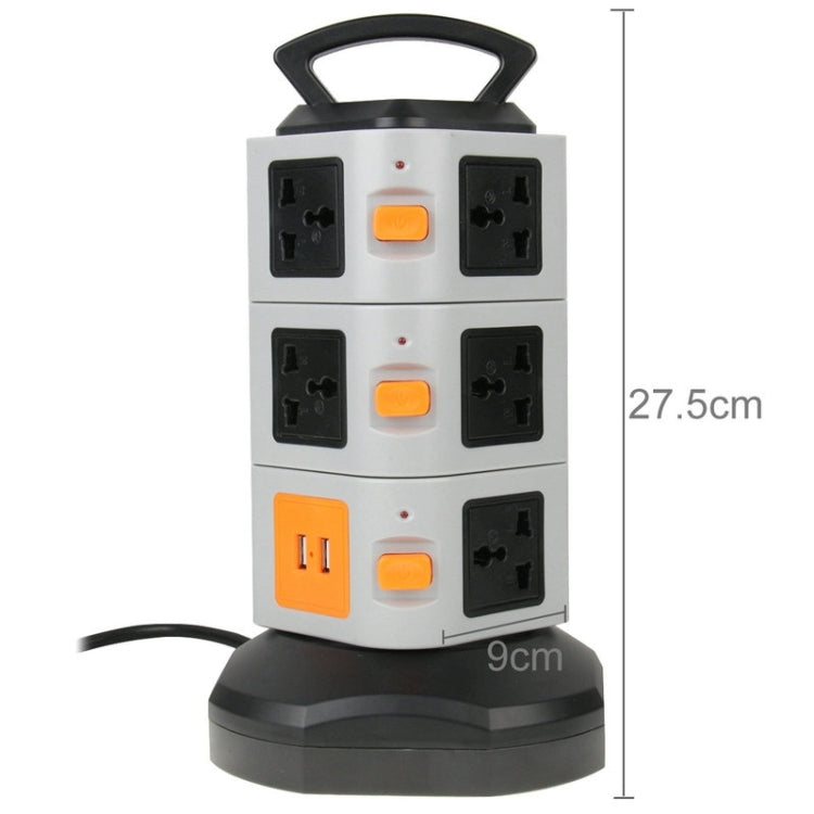 HAWEEL 3 Layers with 11 US/EU/AU/UK Universal Outlets and 2 Ports 2.1A USB Smart Power Sockets, Charger, Overload Protector,