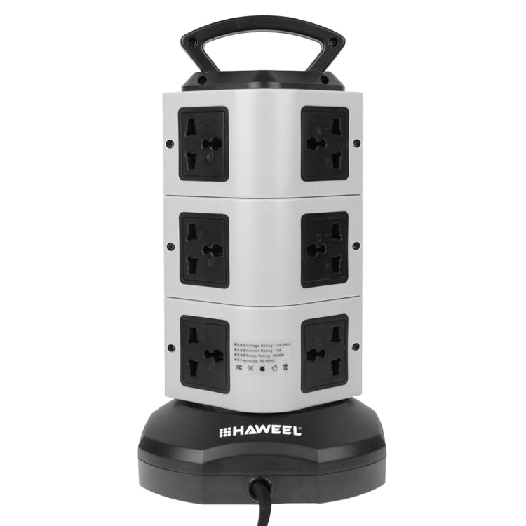 HAWEEL 3 Layers with 11 US/EU/AU/UK Universal Outlets and 2 Ports 2.1A USB Smart Power Sockets, Charger, Overload Protector,
