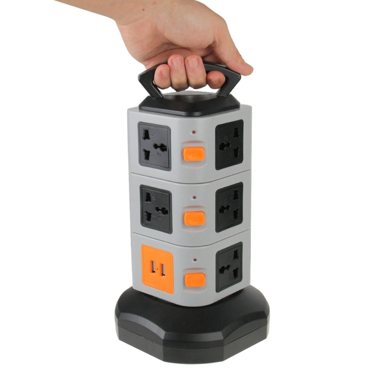 HAWEEL 3 Layers with 11 US/EU/AU/UK Universal Outlets and 2 Ports 2.1A USB Smart Power Sockets, Charger, Overload Protector,