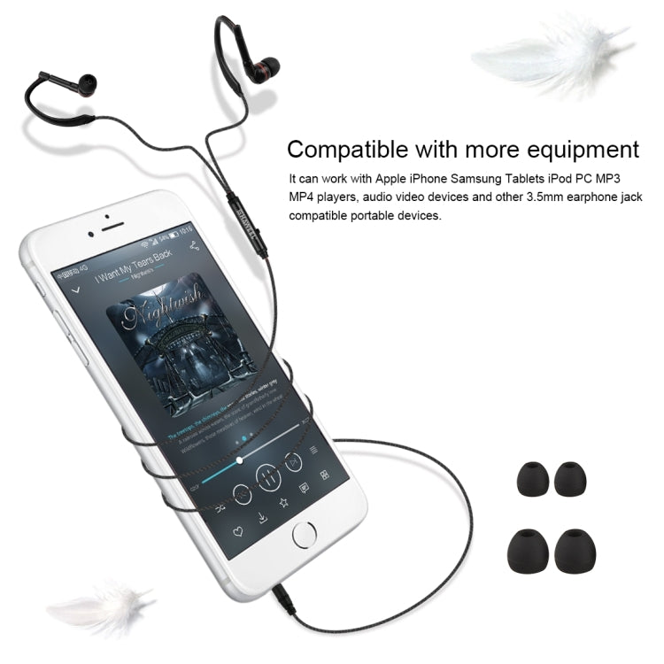 HAWEEL Weave Earhook In-ear Earphones with Mic & Line Control, For iPhone, Galaxy, Huawei, Xiaomi, LG, HTC and Other Smart Phones