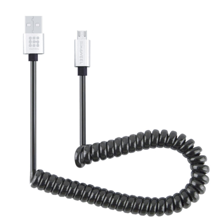 HAWEEL 2A Micro USB to USB 2.0 Retractable Coiled Data Sync Charging Cable, Stretched Length: 30cm-100cm, For Samsung, Huawei, Xiaomi, LG, HTC and other Smartphones