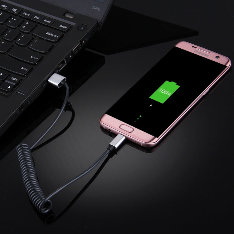 HAWEEL 2A Micro USB to USB 2.0 Retractable Coiled Data Sync Charging Cable, Stretched Length: 30cm-100cm, For Samsung, Huawei, Xiaomi, LG, HTC and other Smartphones