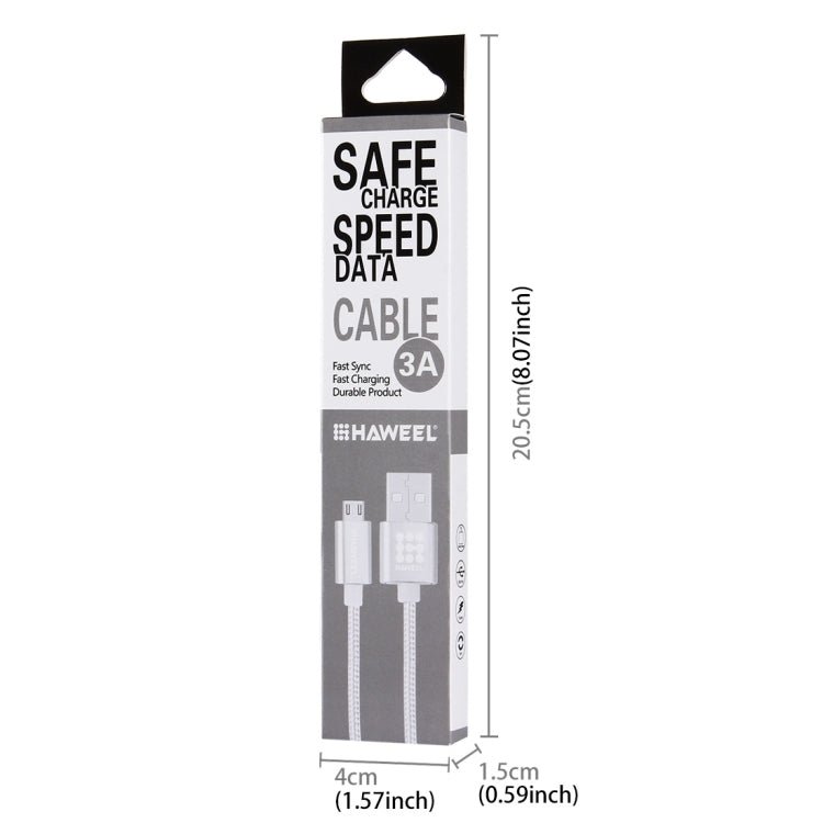 HAWEEL 20.5 x 4 x 1.5cm Hang Hole Color Box Packing for 1m Woven Style 3A Micro USB to USB Sync Data Charging Cable (HWL1024S)