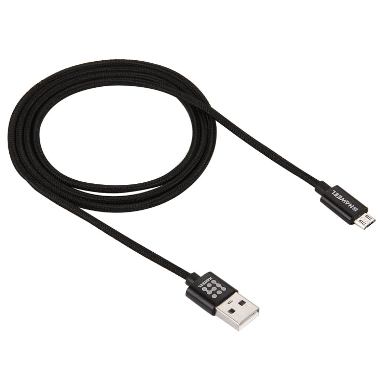 HAWEEL 1m Woven Style Metal Head 3A High Current Micro USB to USB Sync Data Charging Cable, For Samsung, Huawei, Xiaomi, LG, HTC and other Smartphones(Black)