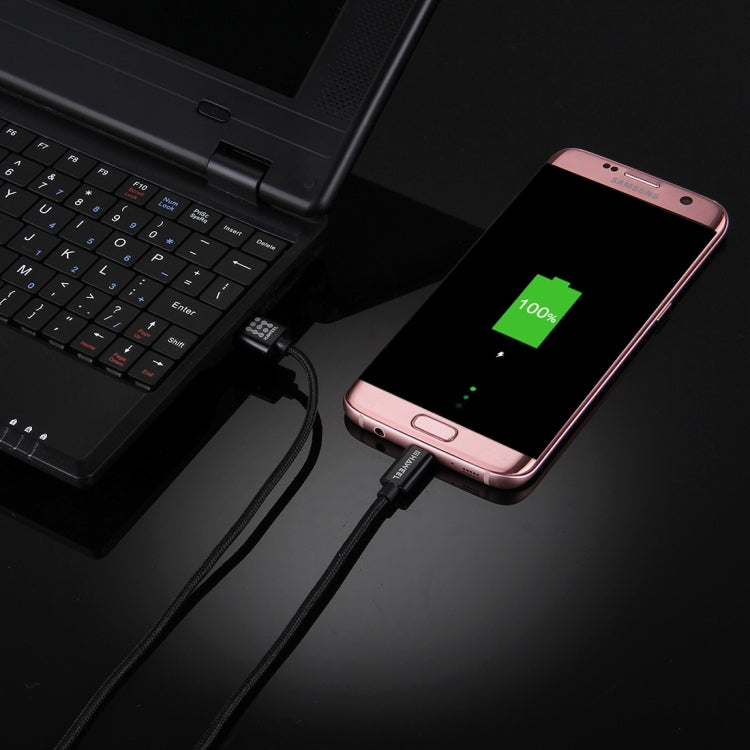 HAWEEL 1m Woven Style Metal Head 3A High Current Micro USB to USB Sync Data Charging Cable, For Samsung, Huawei, Xiaomi, LG, HTC and other Smartphones(Black)