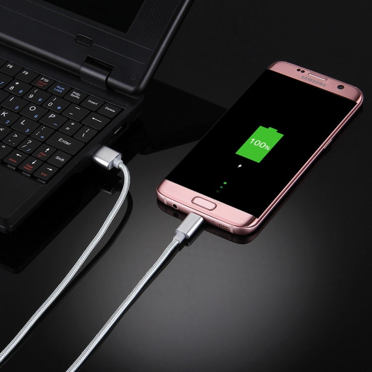 HAWEEL 1m Woven Style Metal Head 3A High Current Micro USB to USB Sync Data Charging Cable, For Samsung, Huawei, Xiaomi, LG, HTC and other Smartphones(Silver)