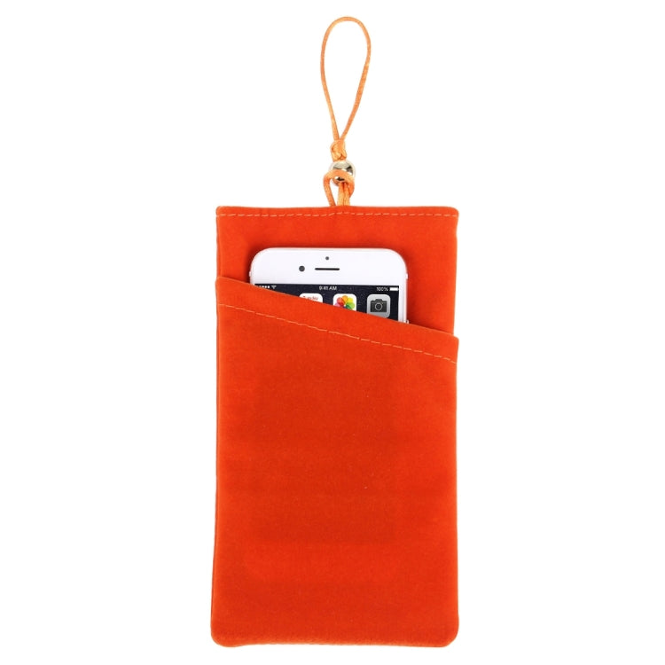 HAWEEL Dual Layers Soft Flannel Pouch Bag with Pearl Button for  iPhone 8 & 7  Plus / iPhone 6 Plus / 5.5 inch Mobile Phone, Size: 18.2cm x 10.5cm(Orange)