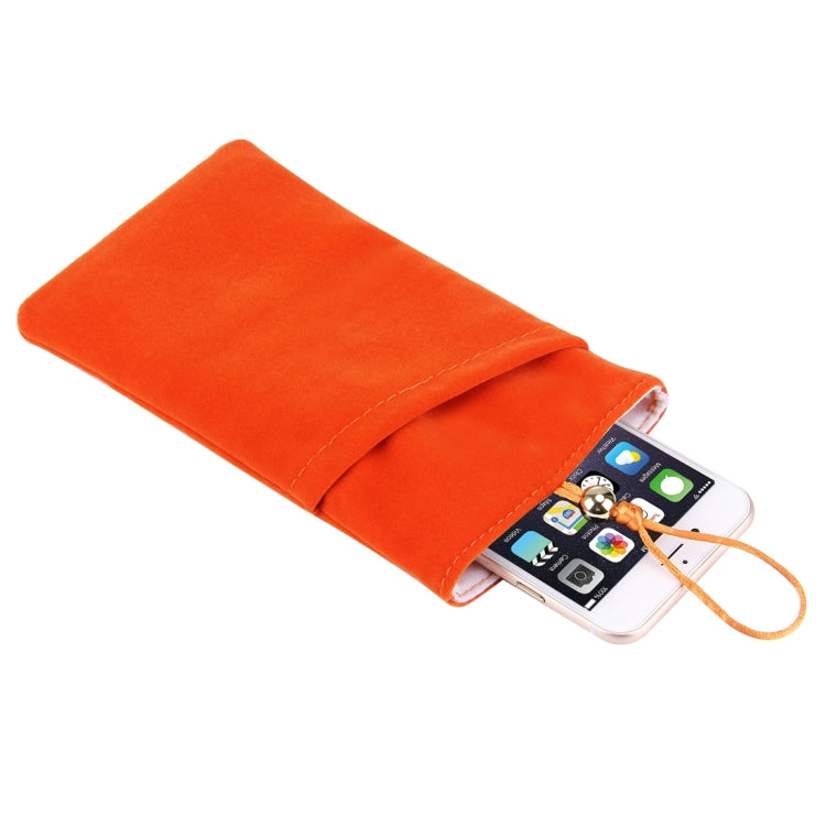 HAWEEL Dual Layers Soft Flannel Pouch Bag with Pearl Button for  iPhone 8 & 7  Plus / iPhone 6 Plus / 5.5 inch Mobile Phone, Size: 18.2cm x 10.5cm(Orange)