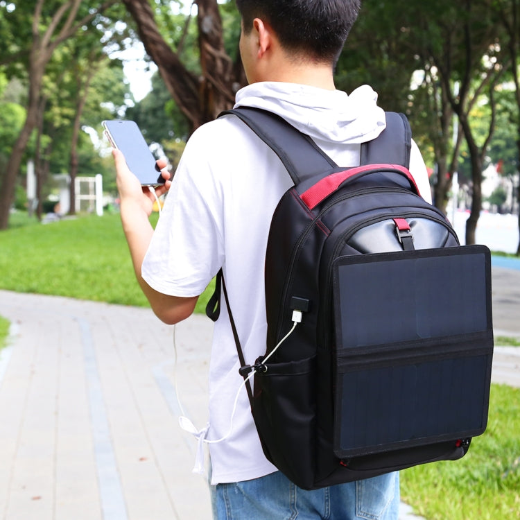 HAWEEL 14W Foldable Removable Solar Power Outdoor Portable Dual Shoulders Laptop Backpack, USB Output: 5V 2.1A Max(Black)