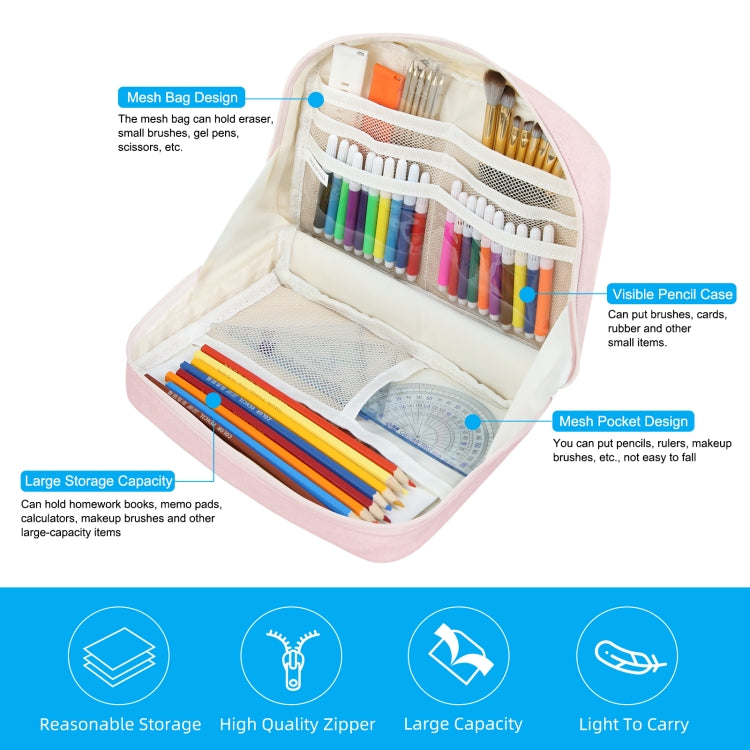 HAWEEL Large-capacity Pencil Case Storage Organizer Canvas Cosmetic Bag