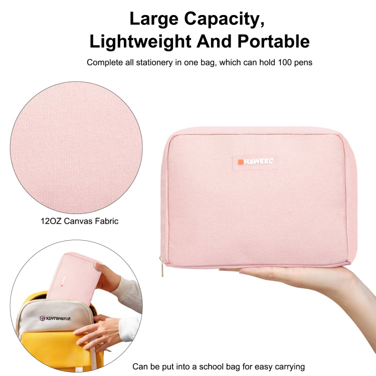 HAWEEL Large-capacity Pencil Case Storage Organizer Canvas Cosmetic Bag