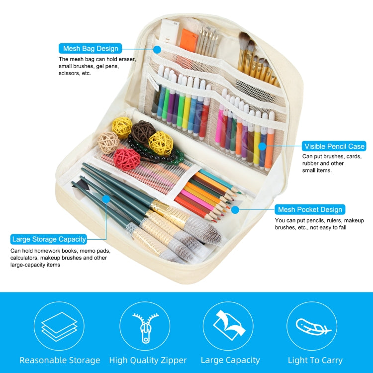 HAWEEL Large-capacity Pencil Case Storage Organizer Canvas Cosmetic Bag