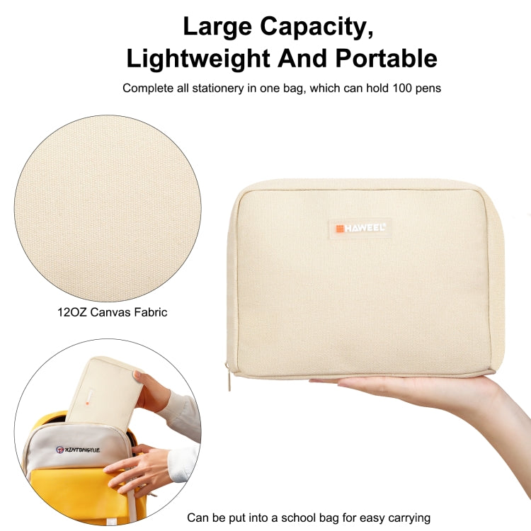 HAWEEL Large-capacity Pencil Case Storage Organizer Canvas Cosmetic Bag