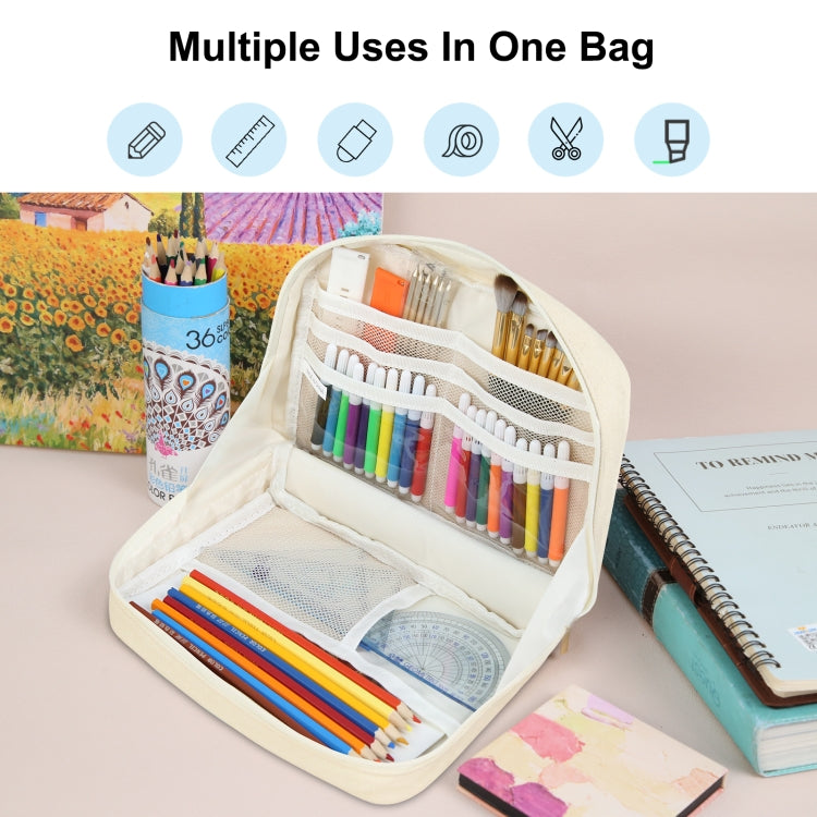 HAWEEL Large-capacity Pencil Case Storage Organizer Canvas Cosmetic Bag
