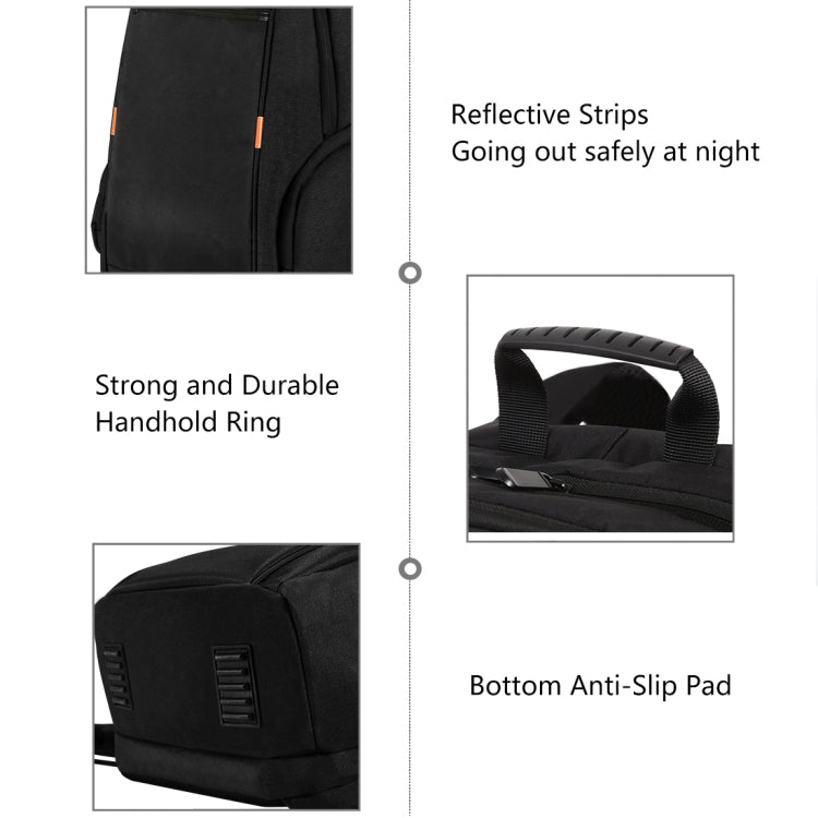 HAWEEL Outdoor Multi-function 7W Solar Panel Powered Comfortable Breathable Casual Backpack Laptop Bag with Handle, External USB Charging Port & Earphone Port(Black)