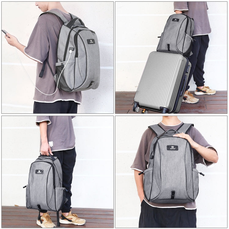 HAWEEL Outdoor Portable Canvas Dual Shoulders Laptop Backpack(Grey)