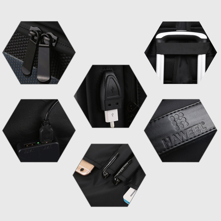 HAWEEL Flexible Solar Panel 12W Power Backpack Laptop Bag with Handle and USB Charging Port(Black)