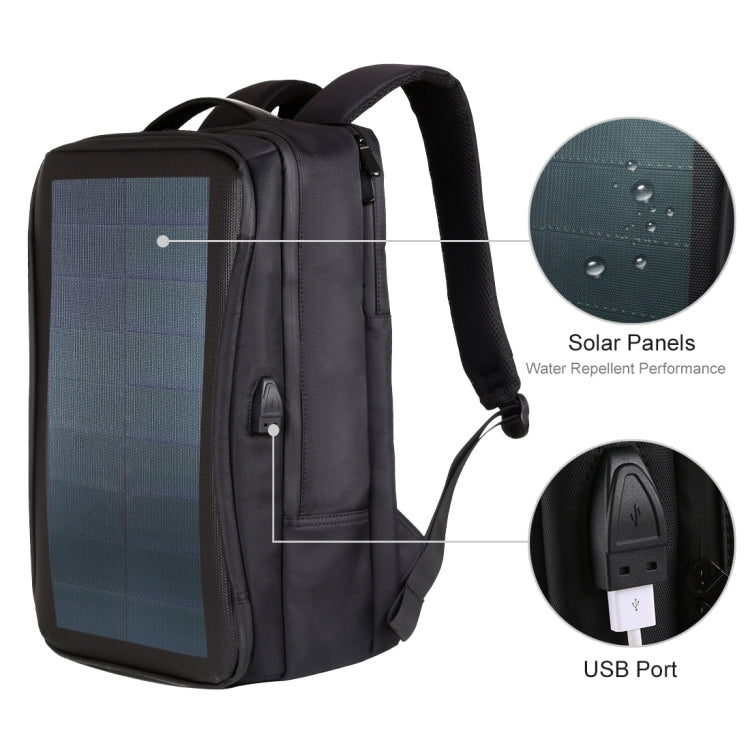 HAWEEL Flexible Solar Panel 12W Power Backpack Laptop Bag with Handle and USB Charging Port(Black)