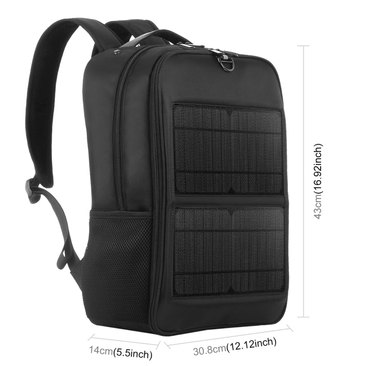 HAWEEL 14W Solar Panel Power Backpack Laptop Bag with Handle and 5V / 2.1A Max USB Charging Port(Black)