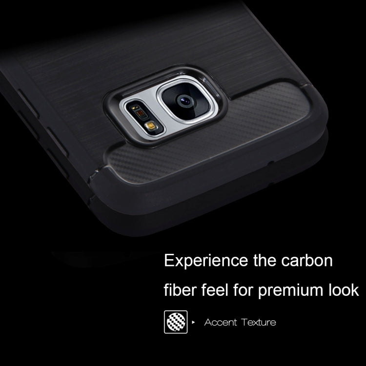 HAWEEL for Galaxy S7 / G930 Brushed Carbon Fiber Texture Shockproof TPU Protective Case