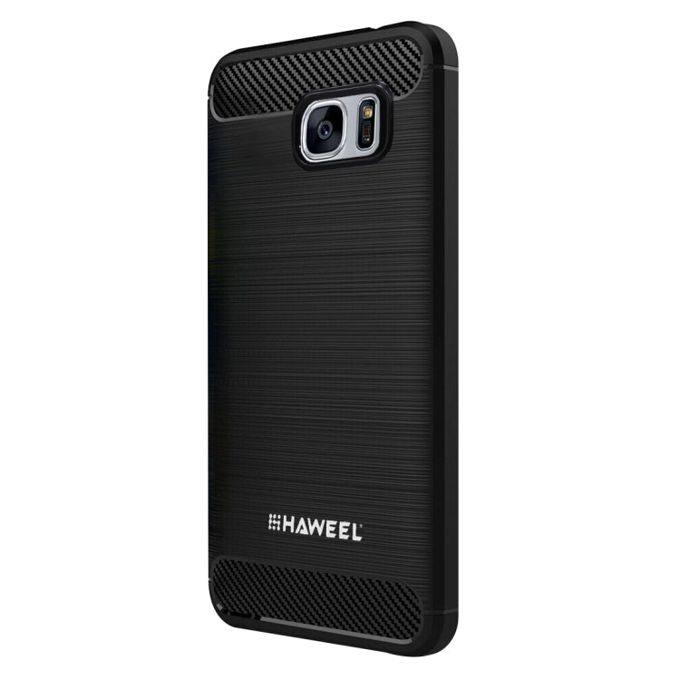 HAWEEL for Galaxy S7 Edge / G935 Brushed Carbon Fiber Texture Shockproof TPU Protective Case(Black)