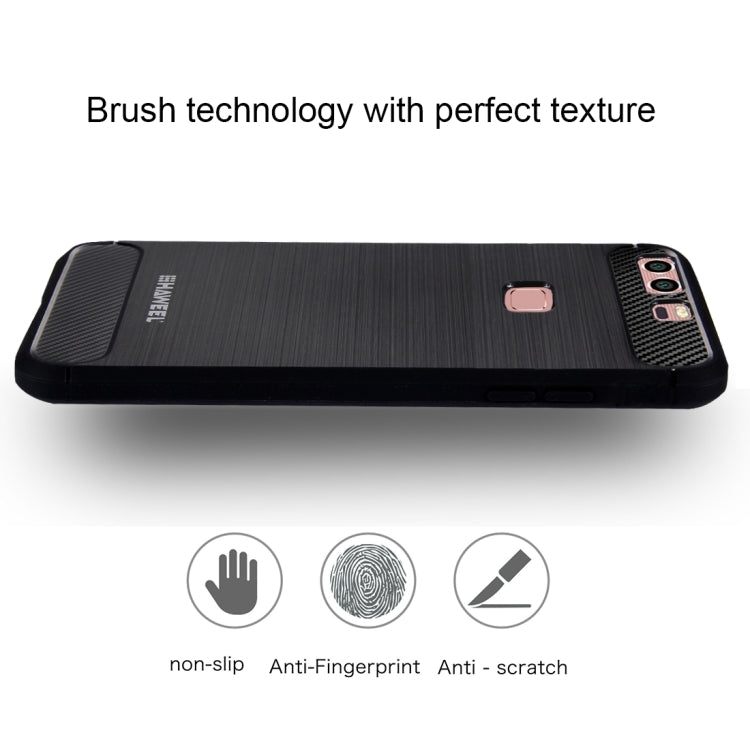 HAWEEL For Huawei  P9 Brushed Carbon Fiber Texture Shockproof TPU Protective Case(Black)