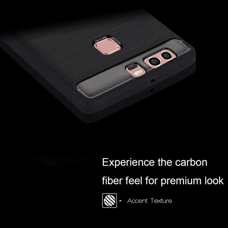 HAWEEL For Huawei  P9 Brushed Carbon Fiber Texture Shockproof TPU Protective Case(Black)