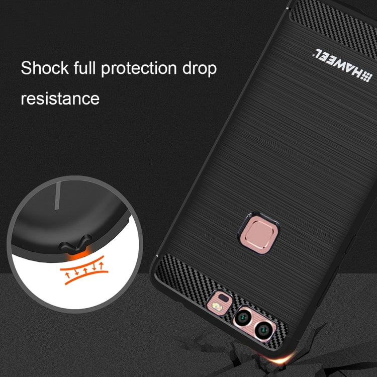 HAWEEL For Huawei  P9 Brushed Carbon Fiber Texture Shockproof TPU Protective Case(Black)