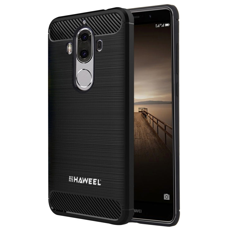 HAWEEL For Huawei  Mate 9 Brushed Carbon Fiber Texture Shockproof TPU Protective Case(Black)