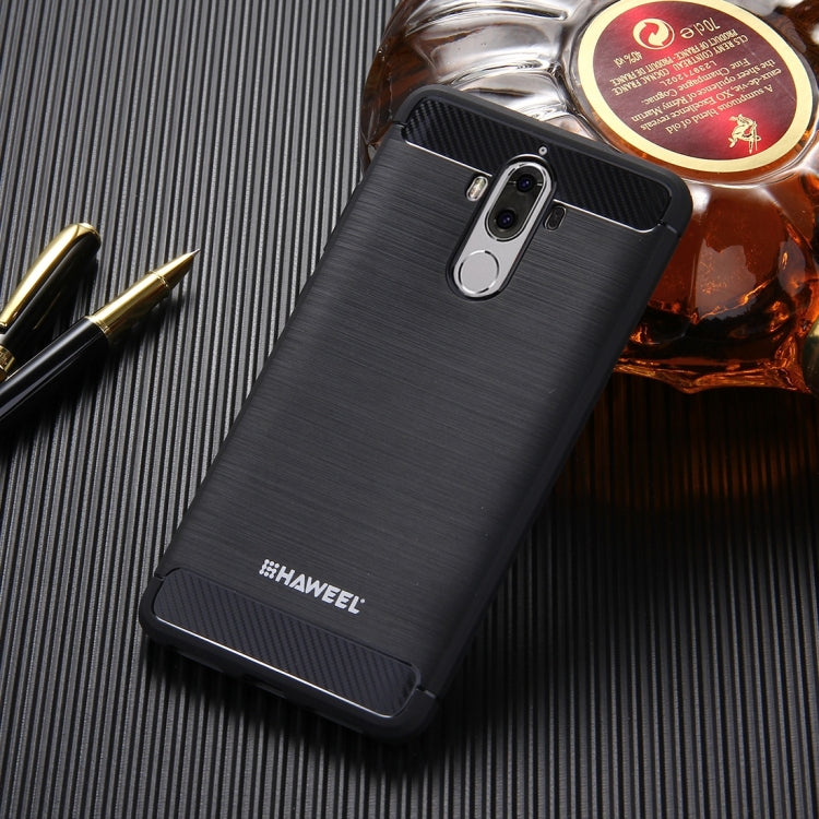 HAWEEL For Huawei  Mate 9 Brushed Carbon Fiber Texture Shockproof TPU Protective Case(Black)
