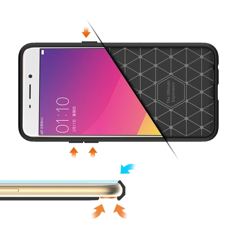 HAWEEL for OPPO R9 Brushed Carbon Fiber Texture Shockproof TPU Protective Case(Black)