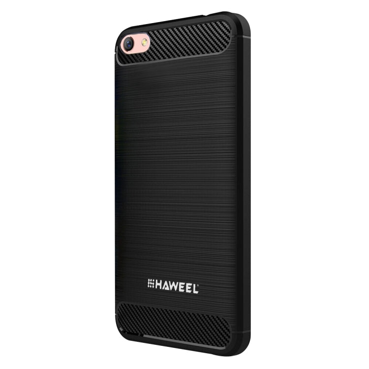 HAWEEL for OPPO R9S Plus Brushed Carbon Fiber Texture Shockproof TPU Protective Case(Black)