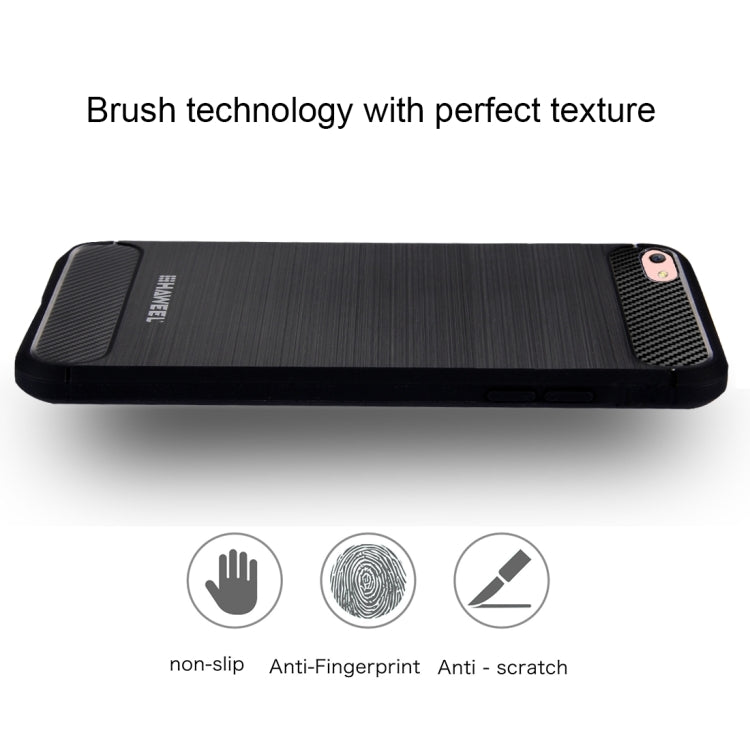 HAWEEL for OPPO R9S Plus Brushed Carbon Fiber Texture Shockproof TPU Protective Case(Black)