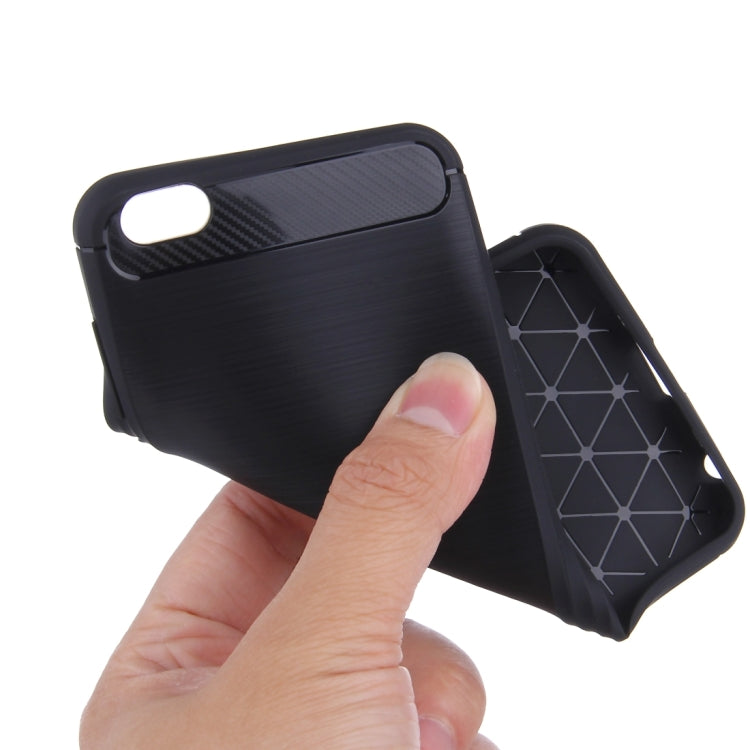 HAWEEL for OPPO R9S Plus Brushed Carbon Fiber Texture Shockproof TPU Protective Case(Black)